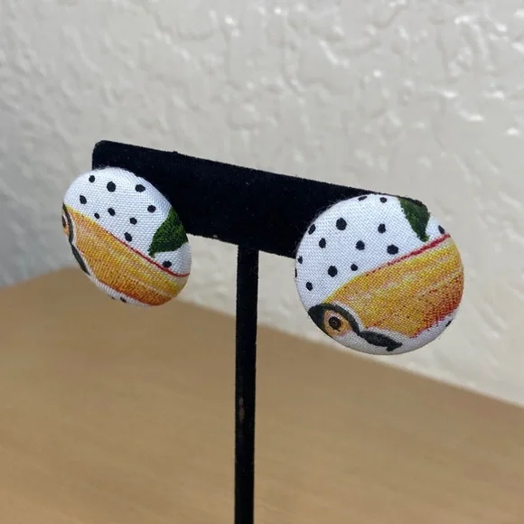 Elegant Polka Dot Button Earrings - Picture 3 of 5